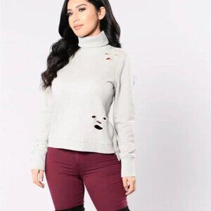 Emory Park distressed turtleneck side zipper sweatshirt szS